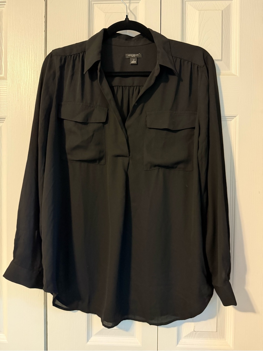 Ann Taylor Black Long-Sleeve Blouse